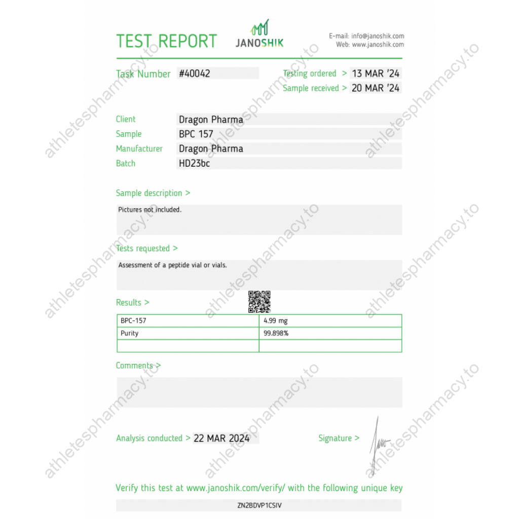 BPC 157 Dragon Pharma Lab Test