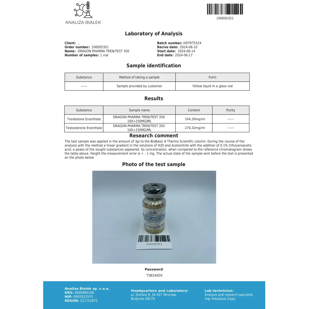 Tren/Test 350 Dragon Pharma