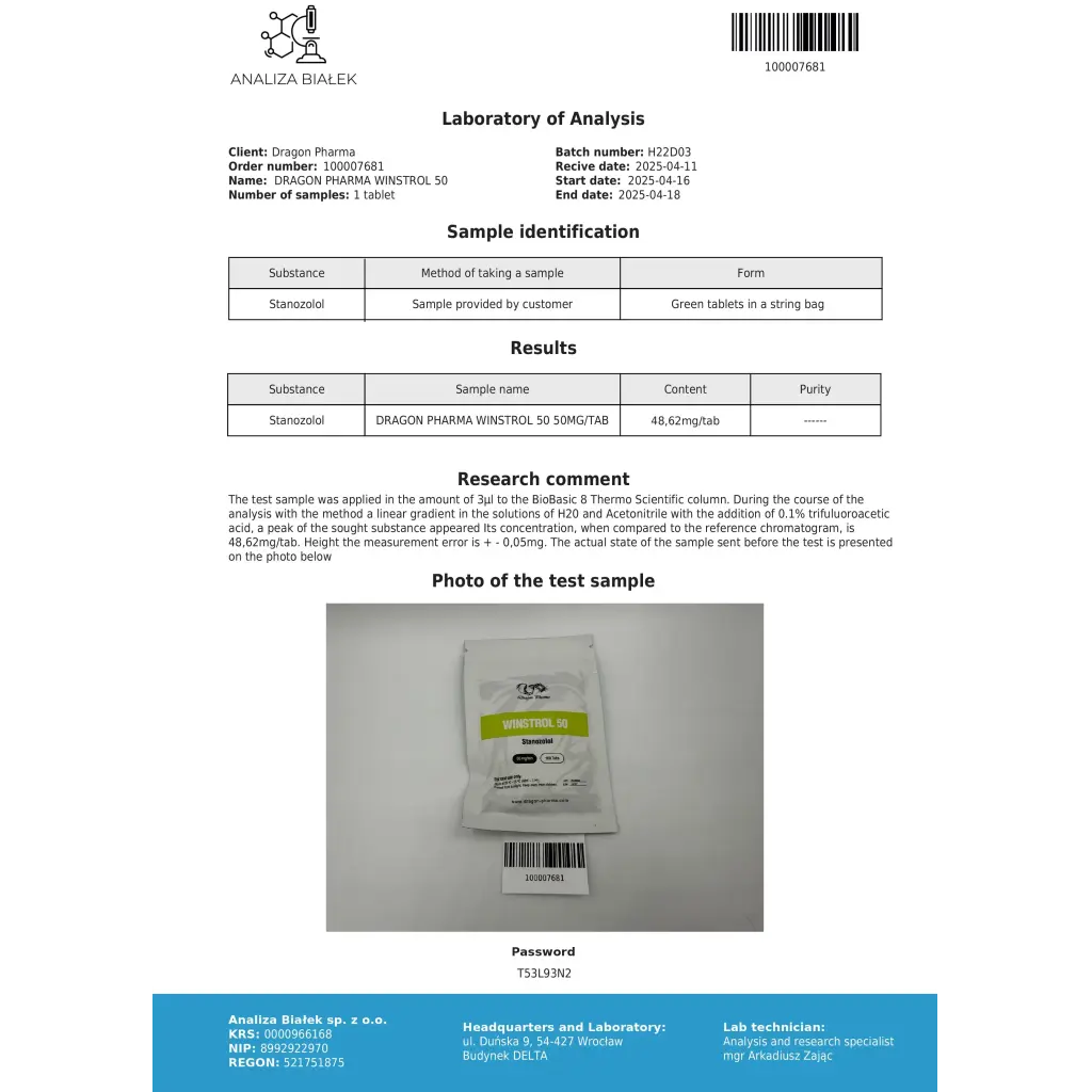 Winstrol 50 Dragon Pharma